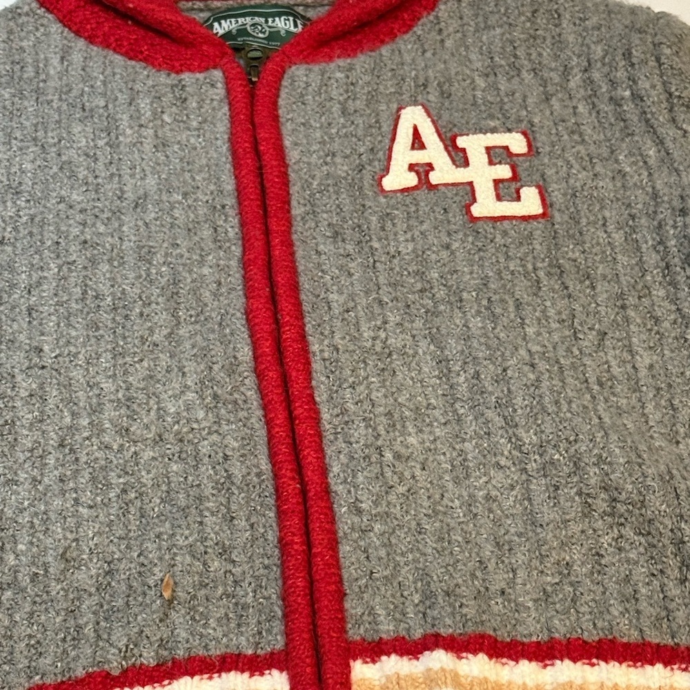 Vintage American Eagle Varsity Style full zip up sweater multicolor design - Picture 2 of 7